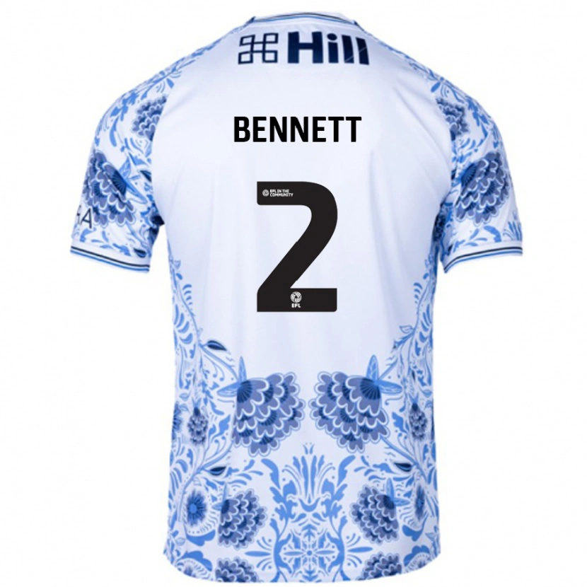 Danxen Barn Liam Bennett #2 Hvit Blå Bortetrøye Drakt Trøye 2024/25 Skjorter T-Skjorte