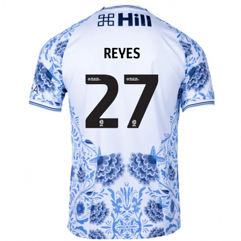 Danxen Barn Vicente Reyes #27 Hvit Blå Bortetrøye Drakt Trøye 2024/25 Skjorter T-Skjorte