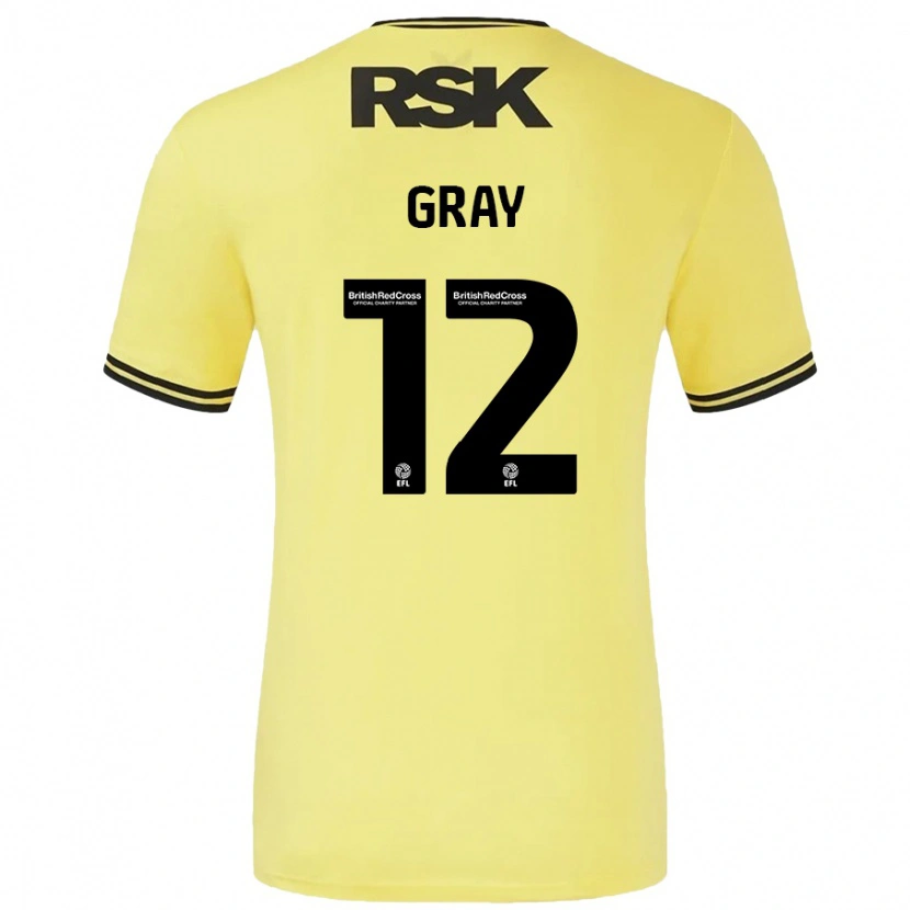 Danxen Barn Jessica Gray #12 Gul Svart Bortetrøye Drakt Trøye 2024/25 Skjorter T-Skjorte