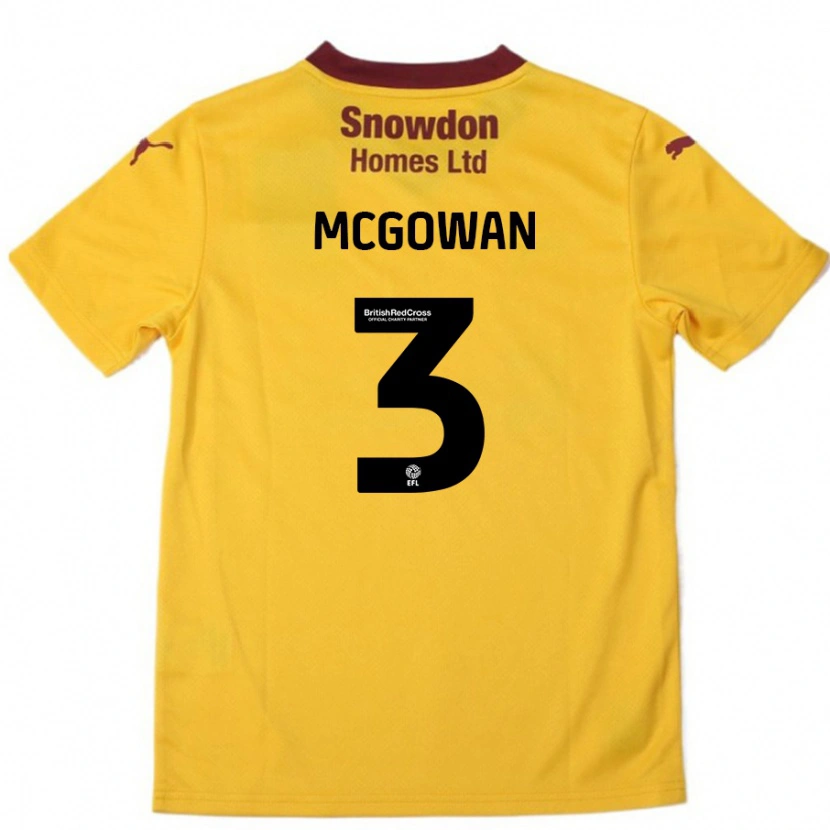 Danxen Barn Aaron Mcgowan #3 Oransje Burgund Bortetrøye Drakt Trøye 2024/25 Skjorter T-Skjorte