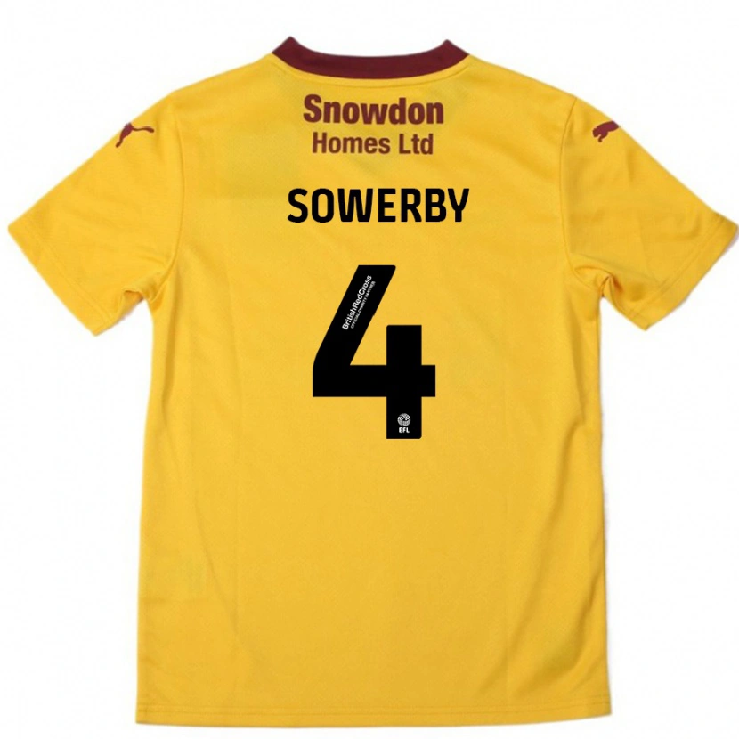 Danxen Barn Jack Sowerby #4 Oransje Burgund Bortetrøye Drakt Trøye 2024/25 Skjorter T-Skjorte