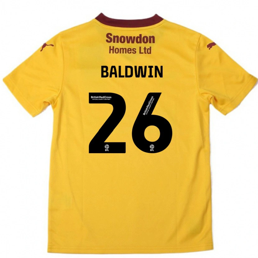Danxen Barn Jack Baldwin #26 Oransje Burgund Bortetrøye Drakt Trøye 2024/25 Skjorter T-Skjorte