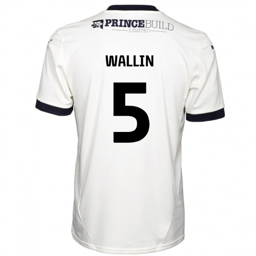 Danxen Barn Oscar Wallin #5 Off White Svart Bortetrøye Drakt Trøye 2024/25 Skjorter T-Skjorte