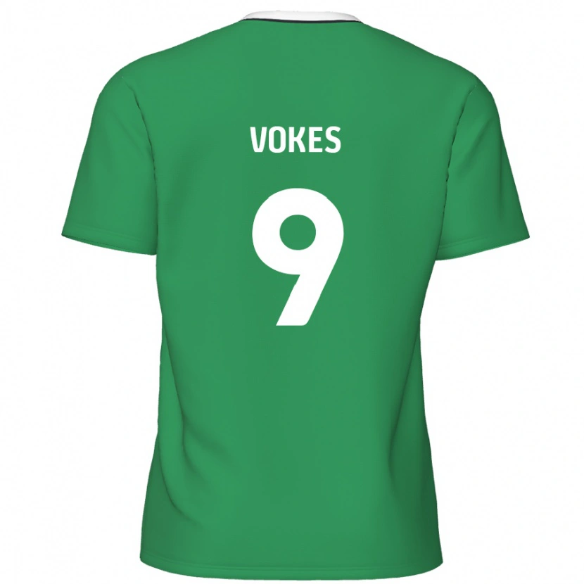 Danxen Barn Sam Vokes #9 Grønne Hvite Striper Bortetrøye Drakt Trøye 2024/25 Skjorter T-Skjorte