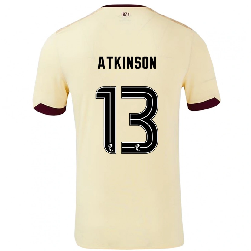 Danxen Barn Nathaniel Atkinson #13 Krem Burgund Bortetrøye Drakt Trøye 2024/25 Skjorter T-Skjorte