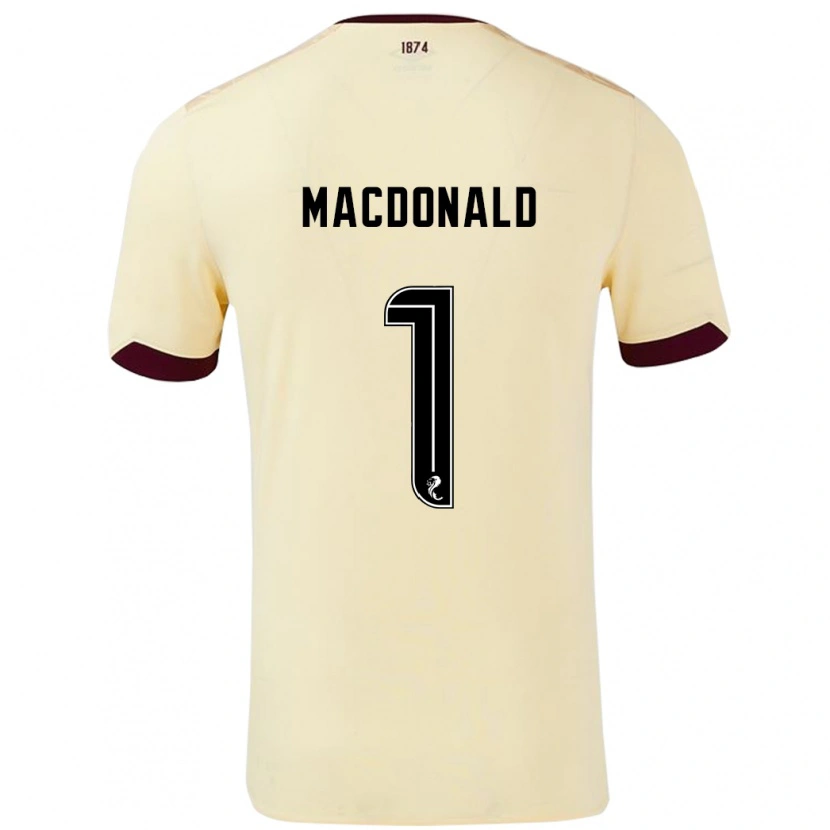 Danxen Barn Jamie Macdonald #1 Krem Burgund Bortetrøye Drakt Trøye 2024/25 Skjorter T-Skjorte