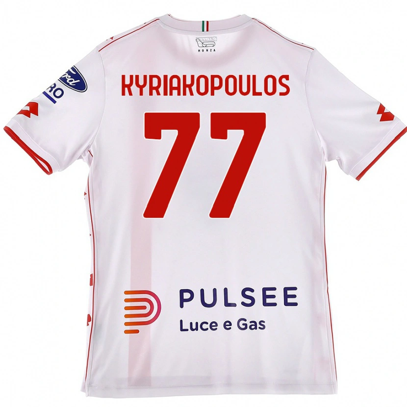 Danxen Barn Georgios Kyriakopoulos #77 Hvit Rød Bortetrøye Drakt Trøye 2024/25 Skjorter T-Skjorte