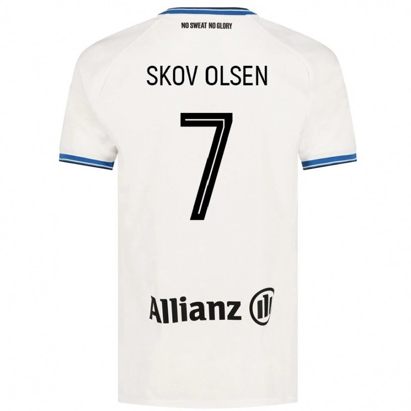 Danxen Barn Andreas Skov Olsen #7 Hvit Bortetrøye Drakt Trøye 2024/25 Skjorter T-Skjorte