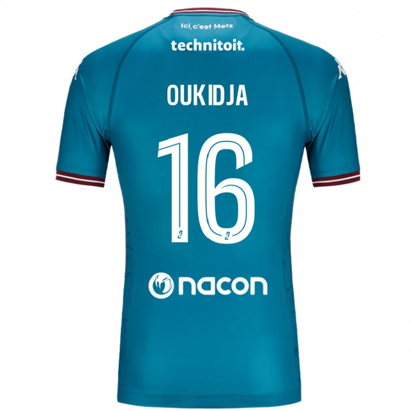 Danxen Barn Alexandre Oukidja #16 Bleu Bensin Bortetrøye Drakt Trøye 2024/25 Skjorter T-Skjorte