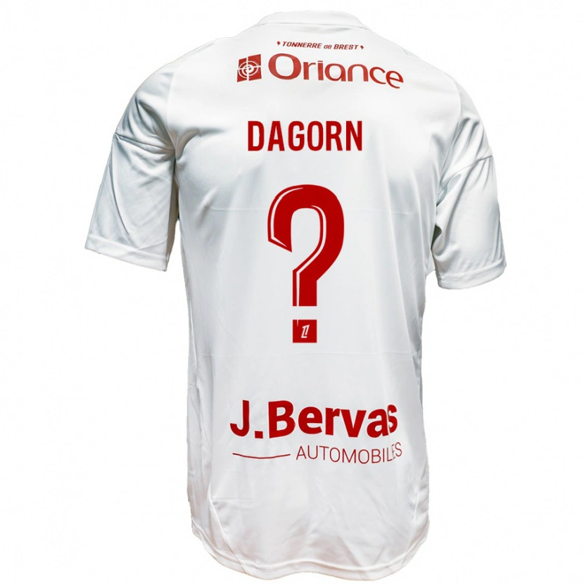 Danxen Barn Maxime Dagorn #0 Hvit Rød Bortetrøye Drakt Trøye 2024/25 Skjorter T-Skjorte