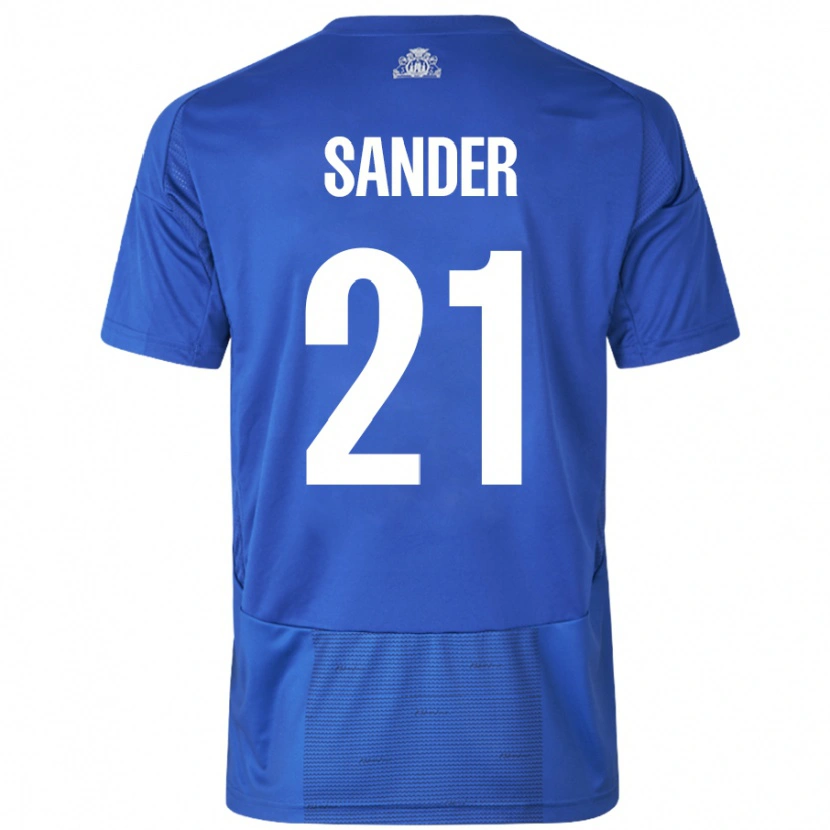 Danxen Barn Theo Sander #21 Hvit Blå Bortetrøye Drakt Trøye 2024/25 Skjorter T-Skjorte
