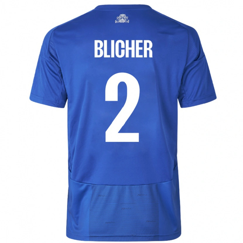 Danxen Barn Nicolai Blicher #2 Hvit Blå Bortetrøye Drakt Trøye 2024/25 Skjorter T-Skjorte