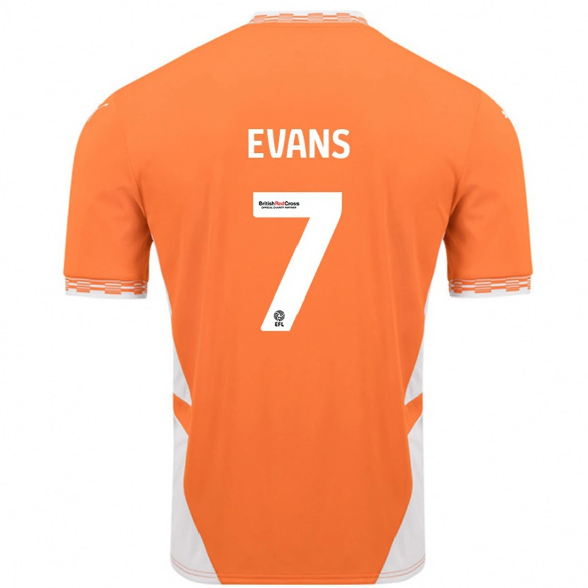 Danxen Mann Lee Evans #7 Oransje Hvit Hjemmetrøye Drakt Trøye 2024/25 Skjorter T-Skjorte