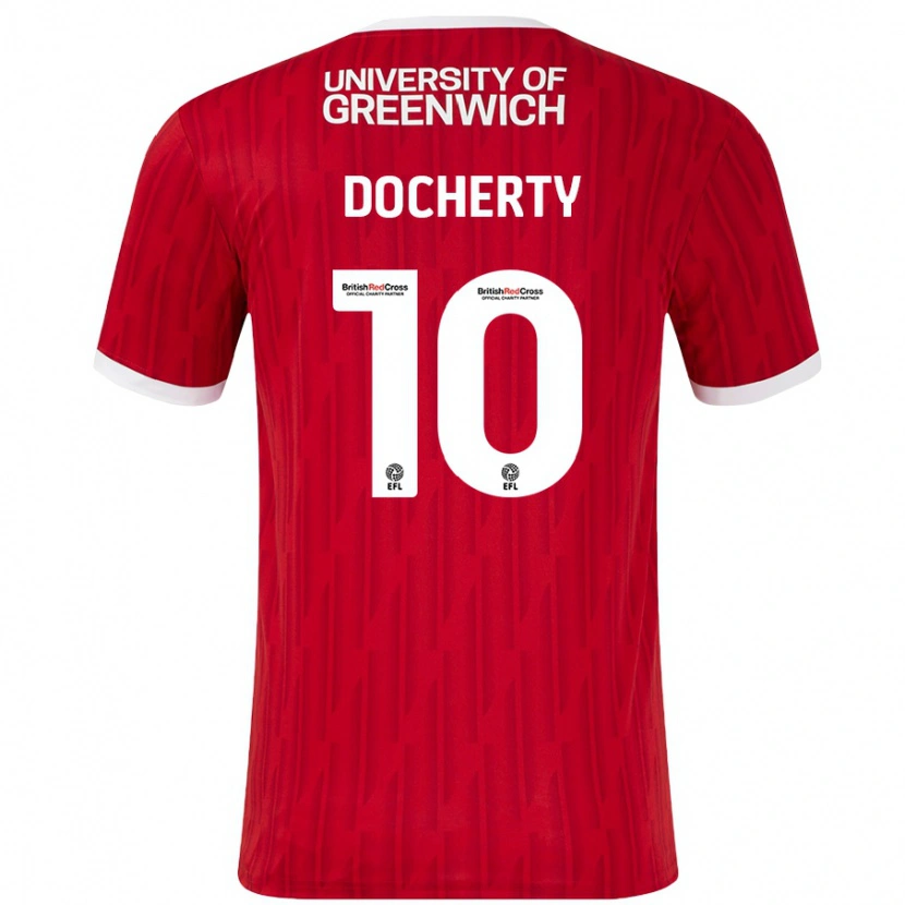 Danxen Mann Greg Docherty #10 Rød Hvit Hjemmetrøye Drakt Trøye 2024/25 Skjorter T-Skjorte