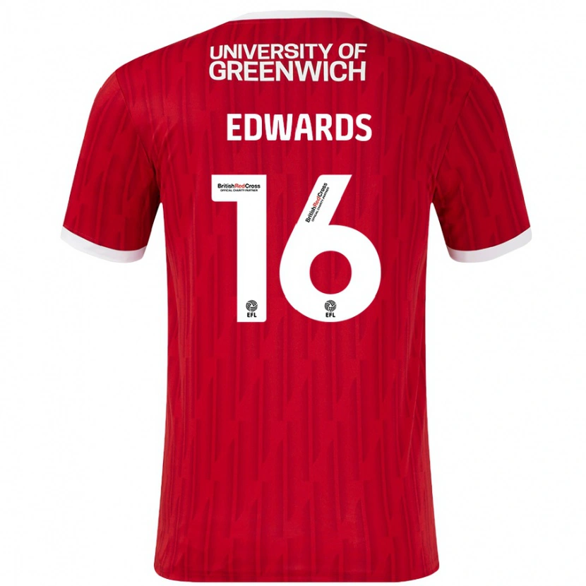 Danxen Mann Josh Edwards #16 Rød Hvit Hjemmetrøye Drakt Trøye 2024/25 Skjorter T-Skjorte