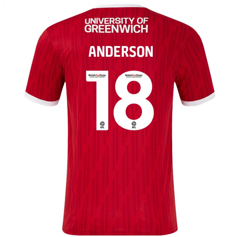 Danxen Mann Karoy Anderson #18 Rød Hvit Hjemmetrøye Drakt Trøye 2024/25 Skjorter T-Skjorte