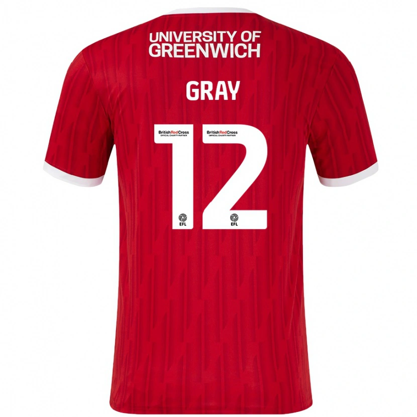 Danxen Mann Jessica Gray #12 Rød Hvit Hjemmetrøye Drakt Trøye 2024/25 Skjorter T-Skjorte