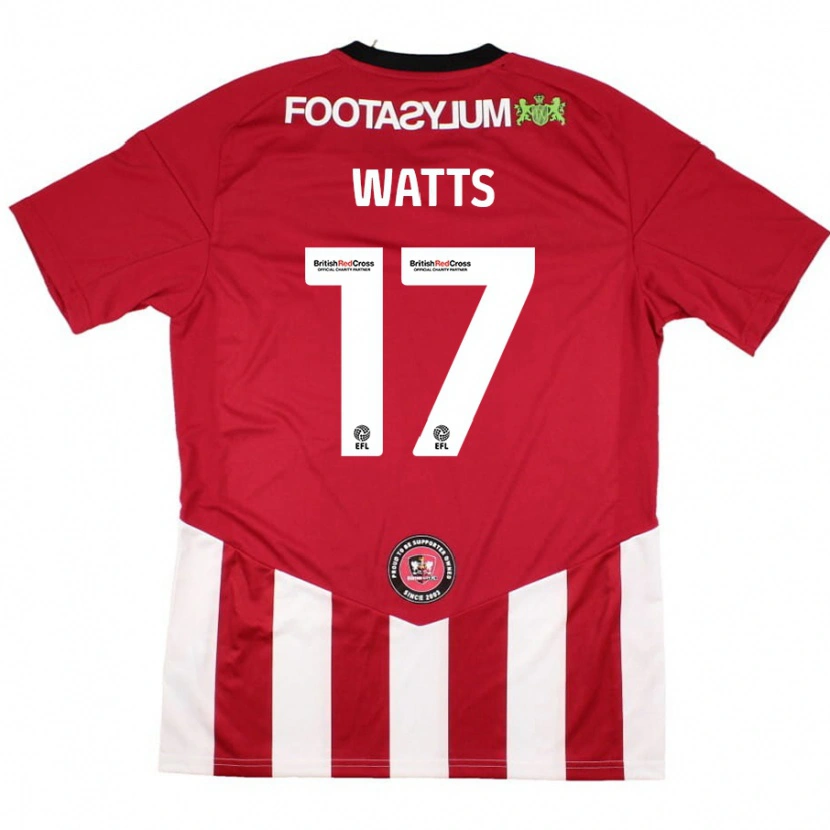 Danxen Mann Caleb Watts #17 Rød Hvit Hjemmetrøye Drakt Trøye 2024/25 Skjorter T-Skjorte