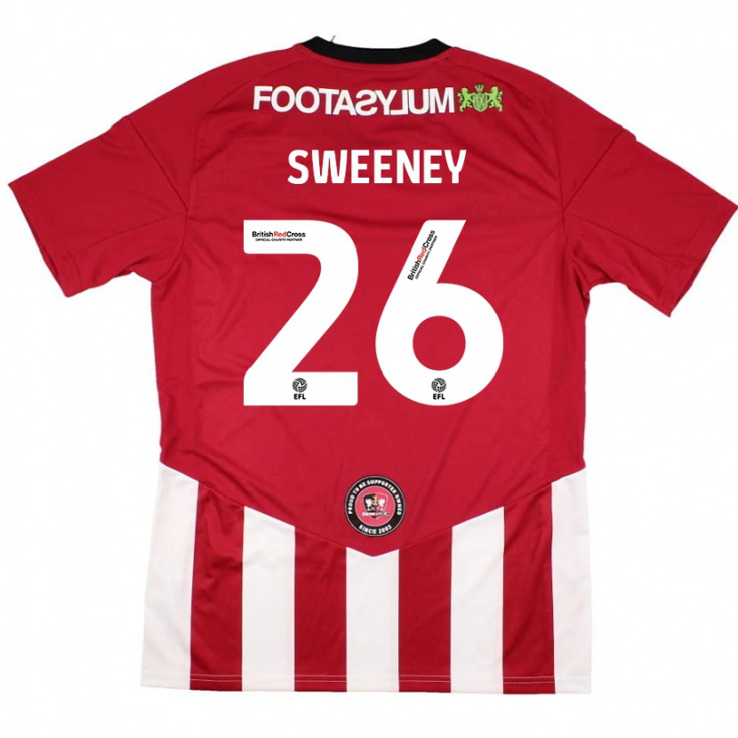 Danxen Mann Pierce Sweeney #26 Rød Hvit Hjemmetrøye Drakt Trøye 2024/25 Skjorter T-Skjorte