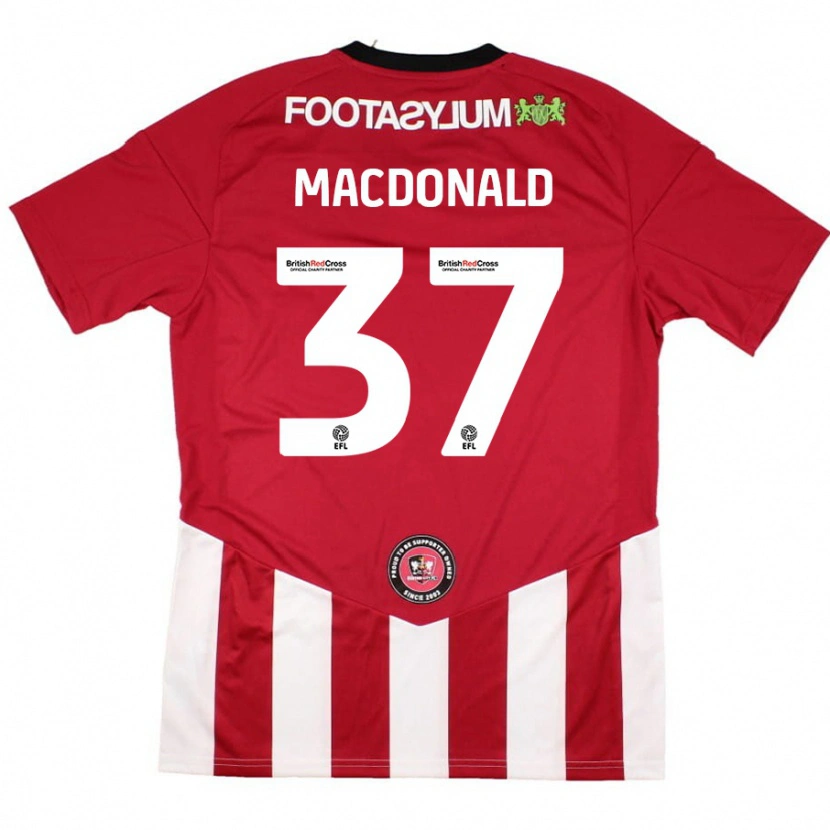 Danxen Mann Shaun Macdonald #37 Rød Hvit Hjemmetrøye Drakt Trøye 2024/25 Skjorter T-Skjorte