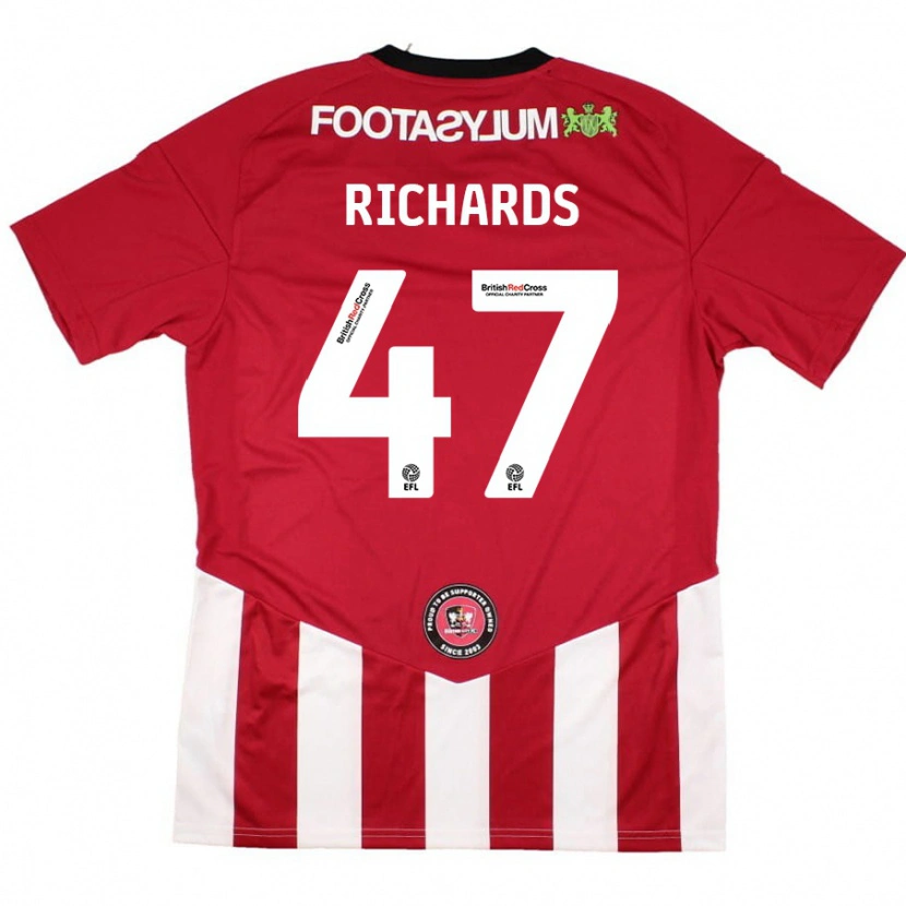 Danxen Mann Jake Richards #47 Rød Hvit Hjemmetrøye Drakt Trøye 2024/25 Skjorter T-Skjorte