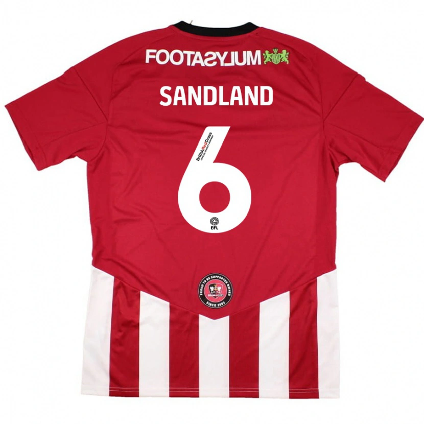 Danxen Mann Jess Sandland #6 Rød Hvit Hjemmetrøye Drakt Trøye 2024/25 Skjorter T-Skjorte