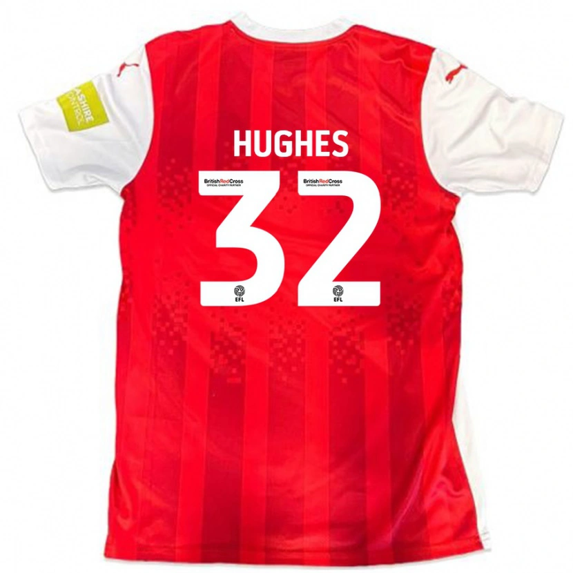 Danxen Mann Kayden Hughes #32 Rød Hvit Hjemmetrøye Drakt Trøye 2024/25 Skjorter T-Skjorte