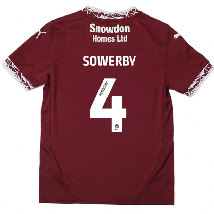 Danxen Mann Jack Sowerby #4 Burgund Hjemmetrøye Drakt Trøye 2024/25 Skjorter T-Skjorte