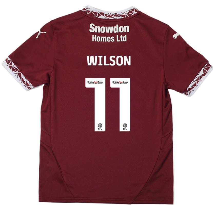 Danxen Mann James Wilson #11 Burgund Hjemmetrøye Drakt Trøye 2024/25 Skjorter T-Skjorte