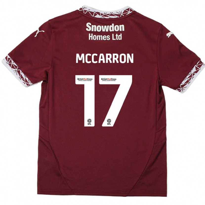 Danxen Mann Liam Mccarron #17 Burgund Hjemmetrøye Drakt Trøye 2024/25 Skjorter T-Skjorte