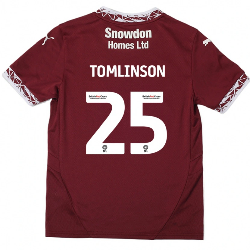 Danxen Mann Josh Tomlinson #25 Burgund Hjemmetrøye Drakt Trøye 2024/25 Skjorter T-Skjorte
