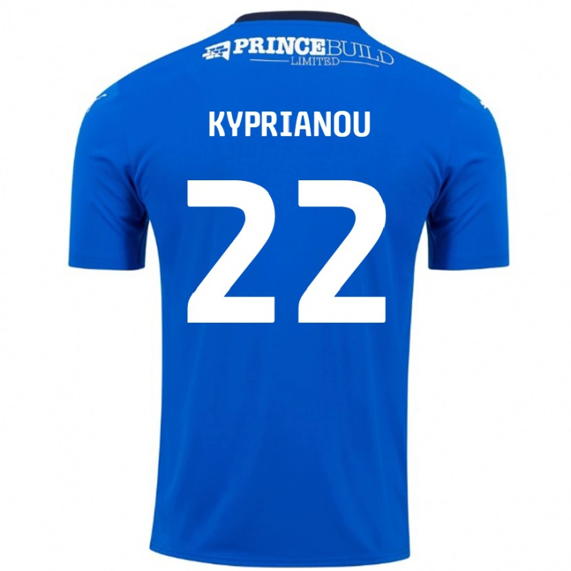 Danxen Mann Hector Kyprianou #22 Blå Hvit Hjemmetrøye Drakt Trøye 2024/25 Skjorter T-Skjorte