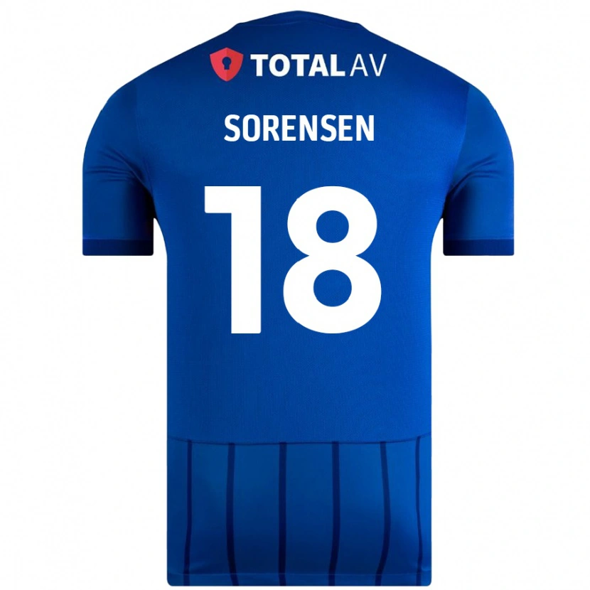 Danxen Mann Elias Sørensen #18 Blå Hjemmetrøye Drakt Trøye 2024/25 Skjorter T-Skjorte