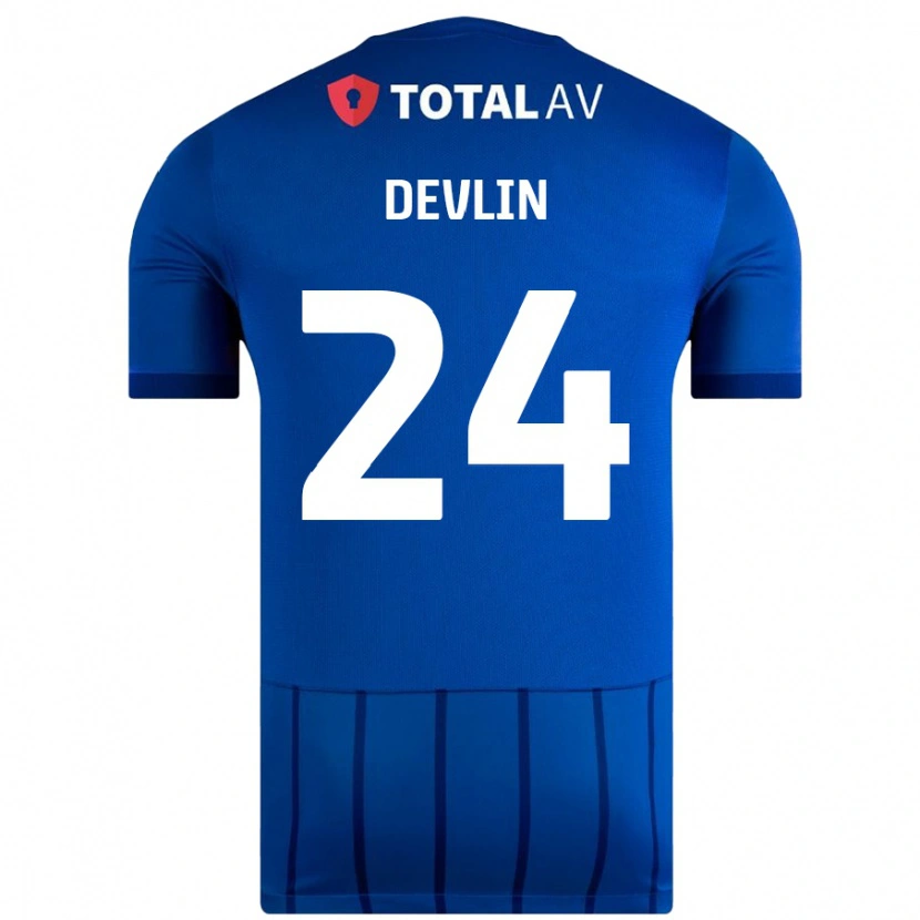 Danxen Mann Terry Devlin #24 Blå Hjemmetrøye Drakt Trøye 2024/25 Skjorter T-Skjorte
