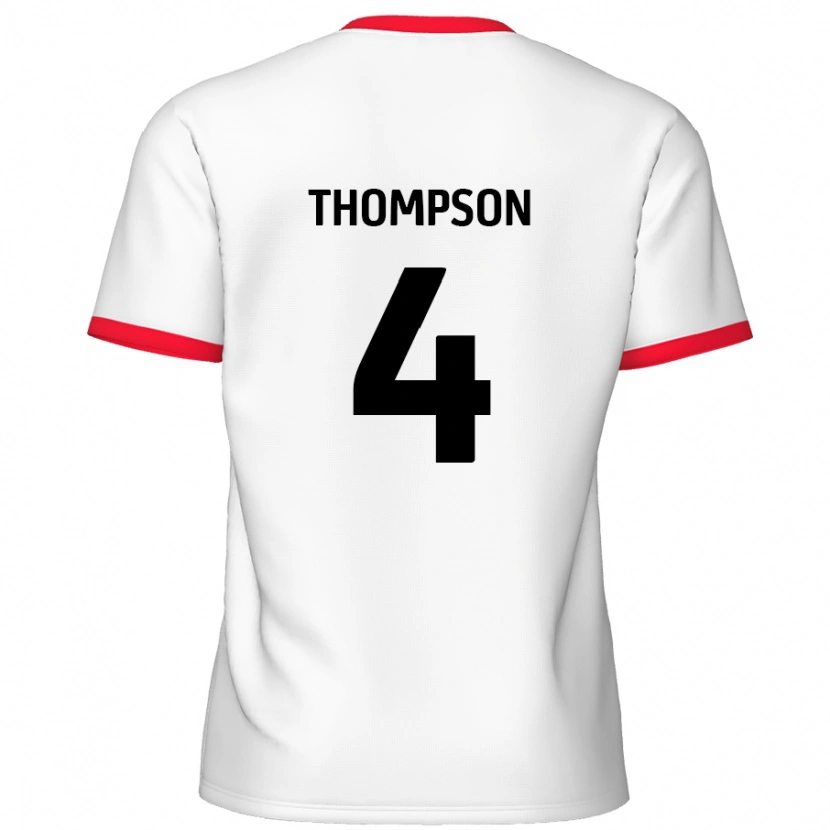 Danxen Mann Nathan Thompson #4 Hvit Rød Hjemmetrøye Drakt Trøye 2024/25 Skjorter T-Skjorte