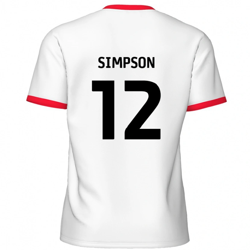 Danxen Mann Tyreece Simpson #12 Hvit Rød Hjemmetrøye Drakt Trøye 2024/25 Skjorter T-Skjorte