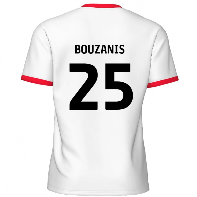 Danxen Mann Dean Bouzanis #25 Hvit Rød Hjemmetrøye Drakt Trøye 2024/25 Skjorter T-Skjorte