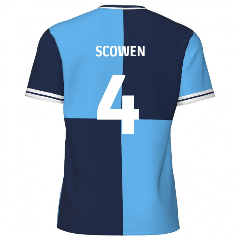 Danxen Mann Josh Scowen #4 Himmelblå Mørkeblå Hjemmetrøye Drakt Trøye 2024/25 Skjorter T-Skjorte