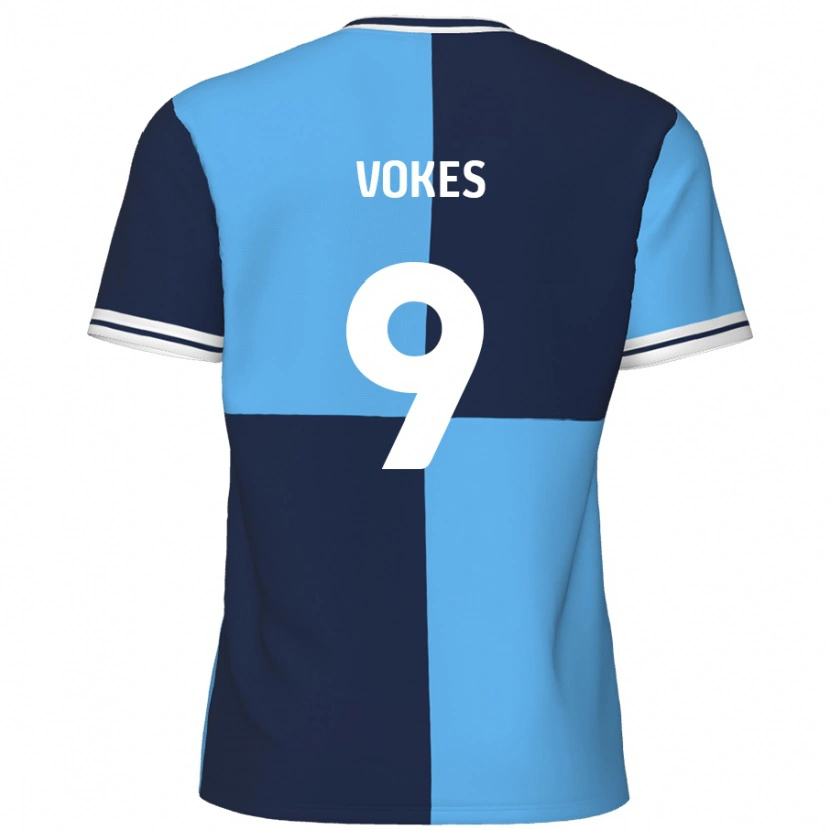 Danxen Mann Sam Vokes #9 Himmelblå Mørkeblå Hjemmetrøye Drakt Trøye 2024/25 Skjorter T-Skjorte