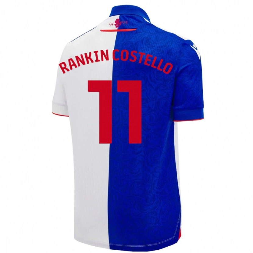 Danxen Mann Joe Rankin-Costello #11 Himmelblå Hvit Hjemmetrøye Drakt Trøye 2024/25 Skjorter T-Skjorte