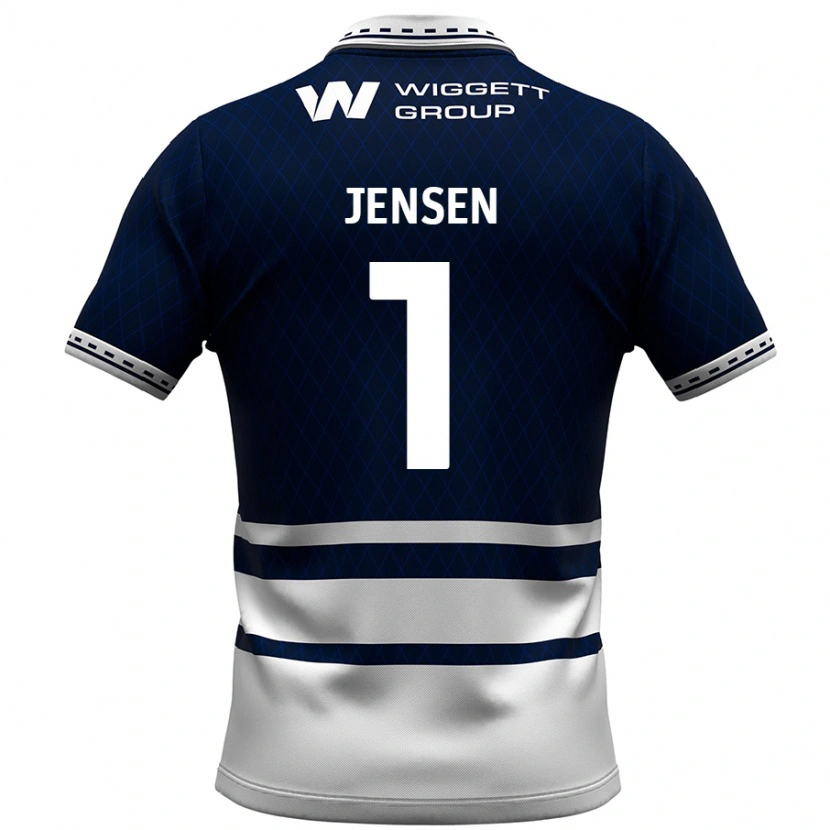 Danxen Mann Lukas Jensen #1 Marineblå Hvit Hjemmetrøye Drakt Trøye 2024/25 Skjorter T-Skjorte