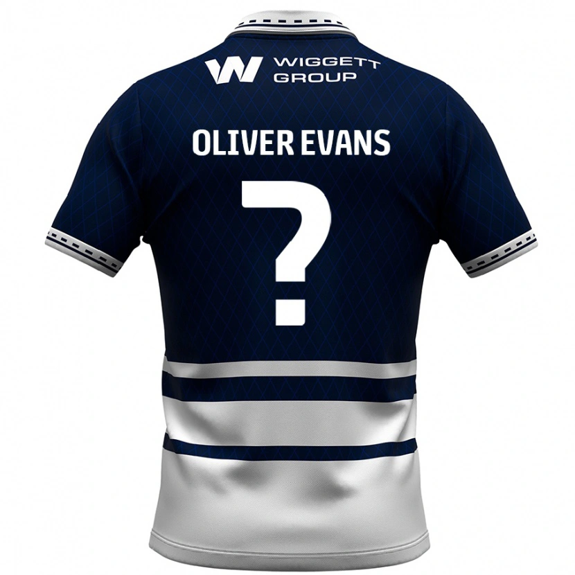 Danxen Mann Oliver Evans #0 Marineblå Hvit Hjemmetrøye Drakt Trøye 2024/25 Skjorter T-Skjorte