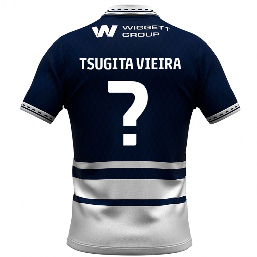 Danxen Mann Sacha Tsugita Vieira #0 Marineblå Hvit Hjemmetrøye Drakt Trøye 2024/25 Skjorter T-Skjorte