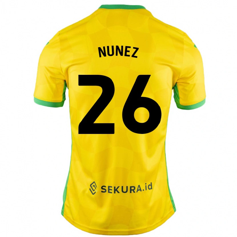 Danxen Mann Marcelino Núñez #26 Gul Grønn Hjemmetrøye Drakt Trøye 2024/25 Skjorter T-Skjorte