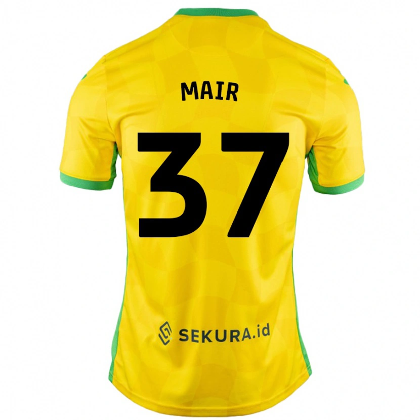 Danxen Mann Archie Mair #37 Gul Grønn Hjemmetrøye Drakt Trøye 2024/25 Skjorter T-Skjorte