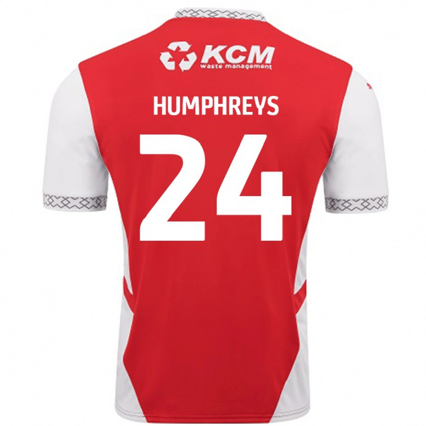 Danxen Mann Cameron Humphreys #24 Rød Hvit Hjemmetrøye Drakt Trøye 2024/25 Skjorter T-Skjorte