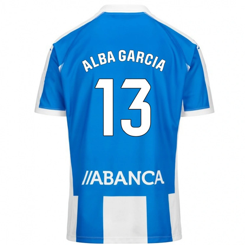 Danxen Mann Lucía Alba García #13 Blå Hvit Hjemmetrøye Drakt Trøye 2024/25 Skjorter T-Skjorte