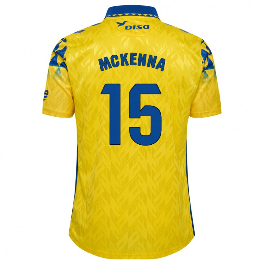 Danxen Mann Scott Mckenna #15 Gul Blå Hjemmetrøye Drakt Trøye 2024/25 Skjorter T-Skjorte