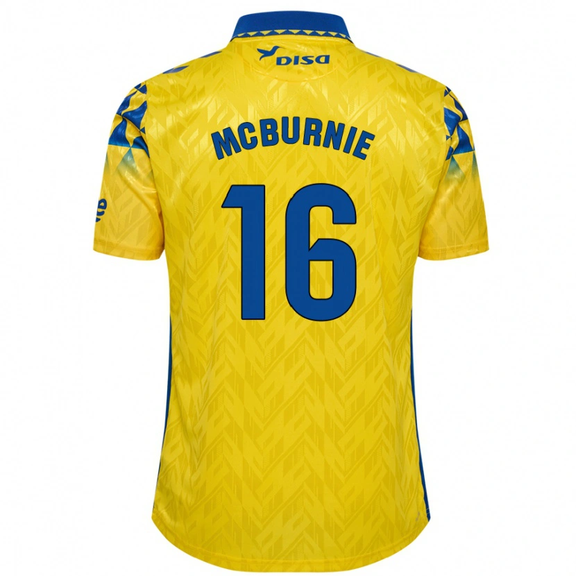 Danxen Mann Oli Mcburnie #16 Gul Blå Hjemmetrøye Drakt Trøye 2024/25 Skjorter T-Skjorte