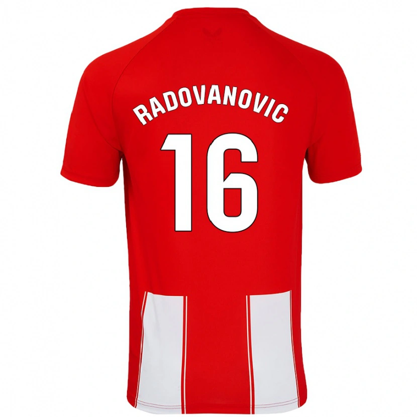 Danxen Mann Aleksandar Radovanovic #16 Rød Hvit Hjemmetrøye Drakt Trøye 2024/25 Skjorter T-Skjorte
